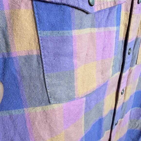 Spell And The Gypsy Flannel Top Women XL Pink Purple Western Pearl Snap Boho Top - Picture 5 of 9